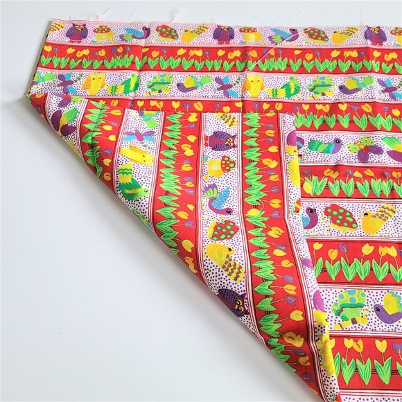 Sewing fabric with birds mushrooms and flowers. - Picture 5 of 5